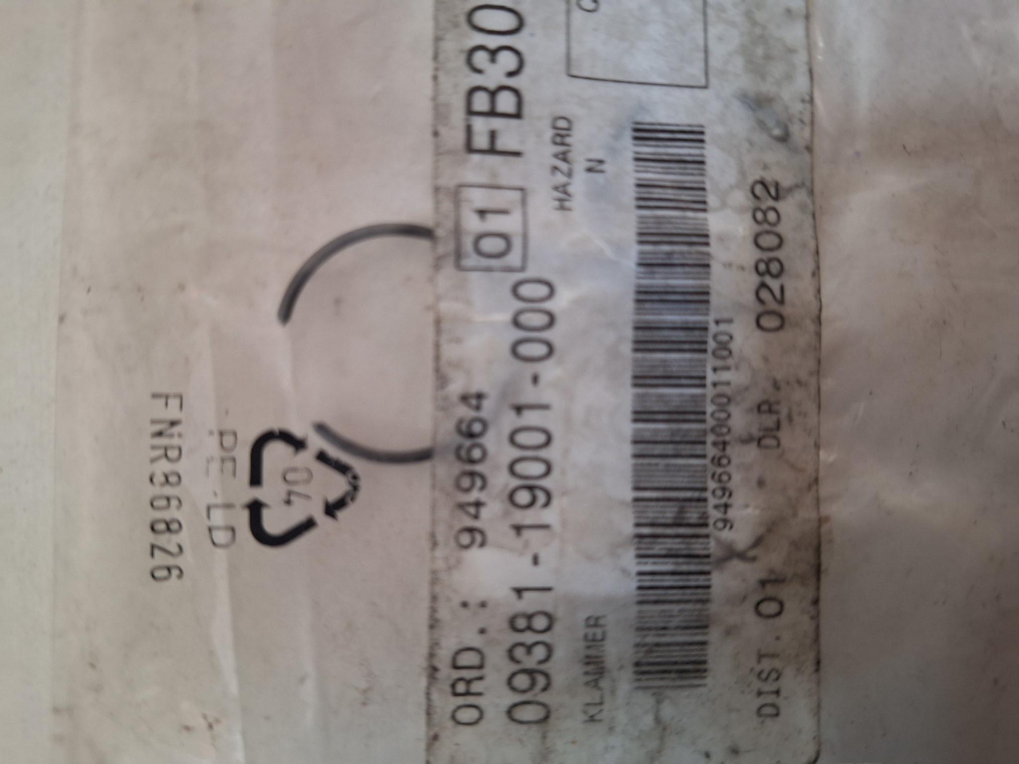 Bild von SUZUKI  KLAMMER  09381-19001